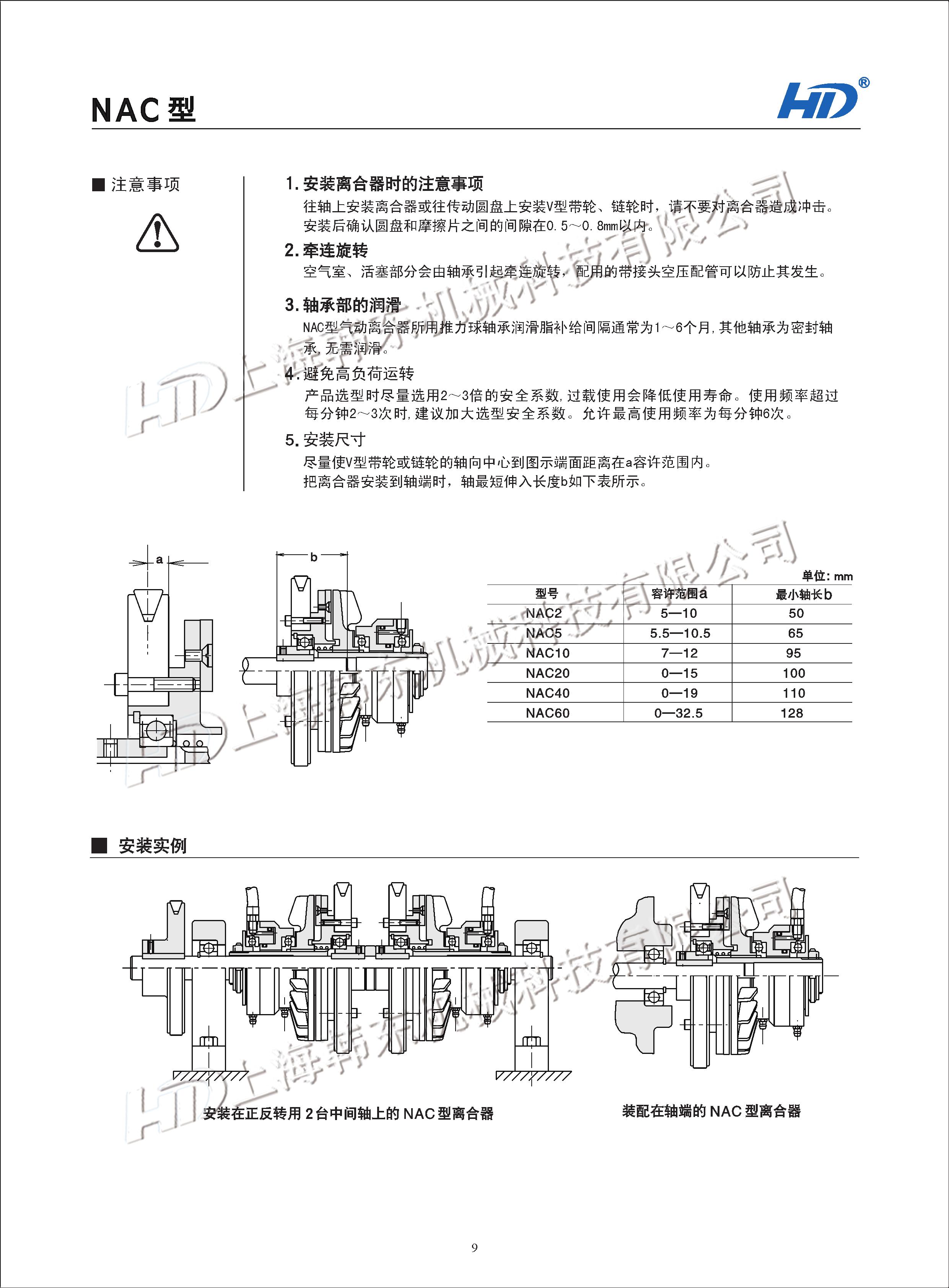空壓通軸式離合器NAC使用注意事項 空壓通軸式離合器